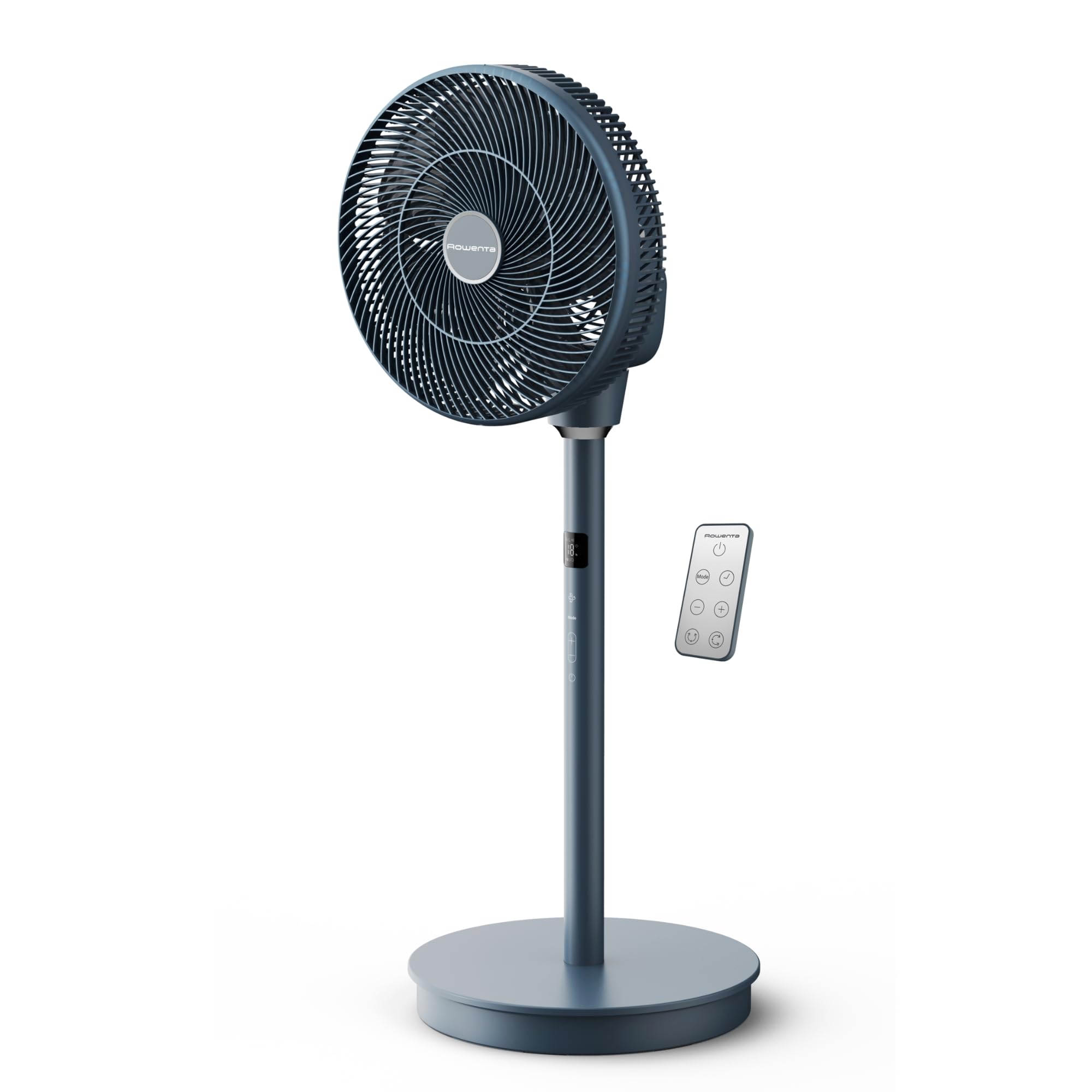 Rowenta Turbo Silence Compact 3D Multiflow, Ventilateur sur Pied, Silencieux 19 dB, Portée 25 m, Oscillation Multidirectionnelle, 18 Vitesses, Mode Nuit, Télécommande, QV5041F1