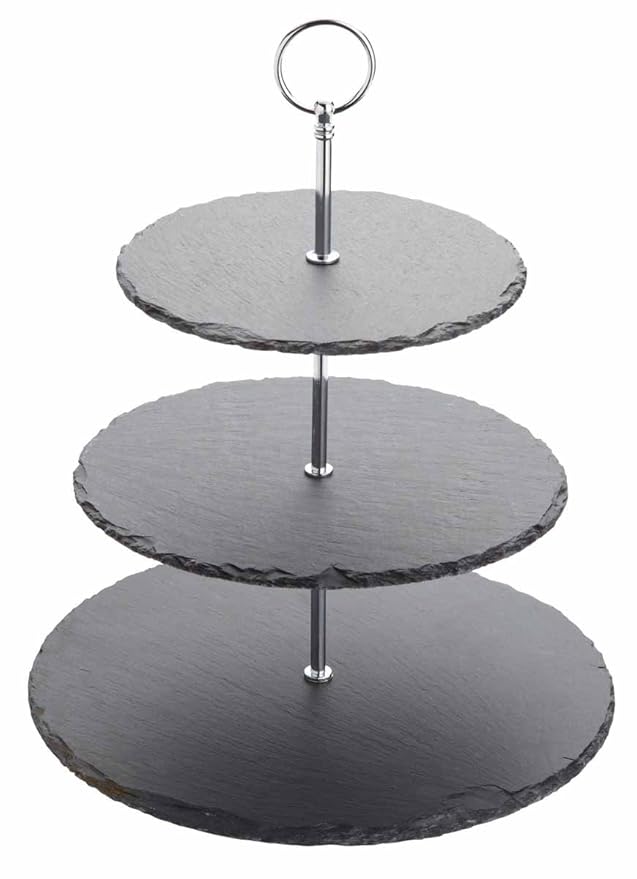 Kitchen Craft KCG3TSLATE Tortenständer, dreistöckig, 35 cm, Blaugrau