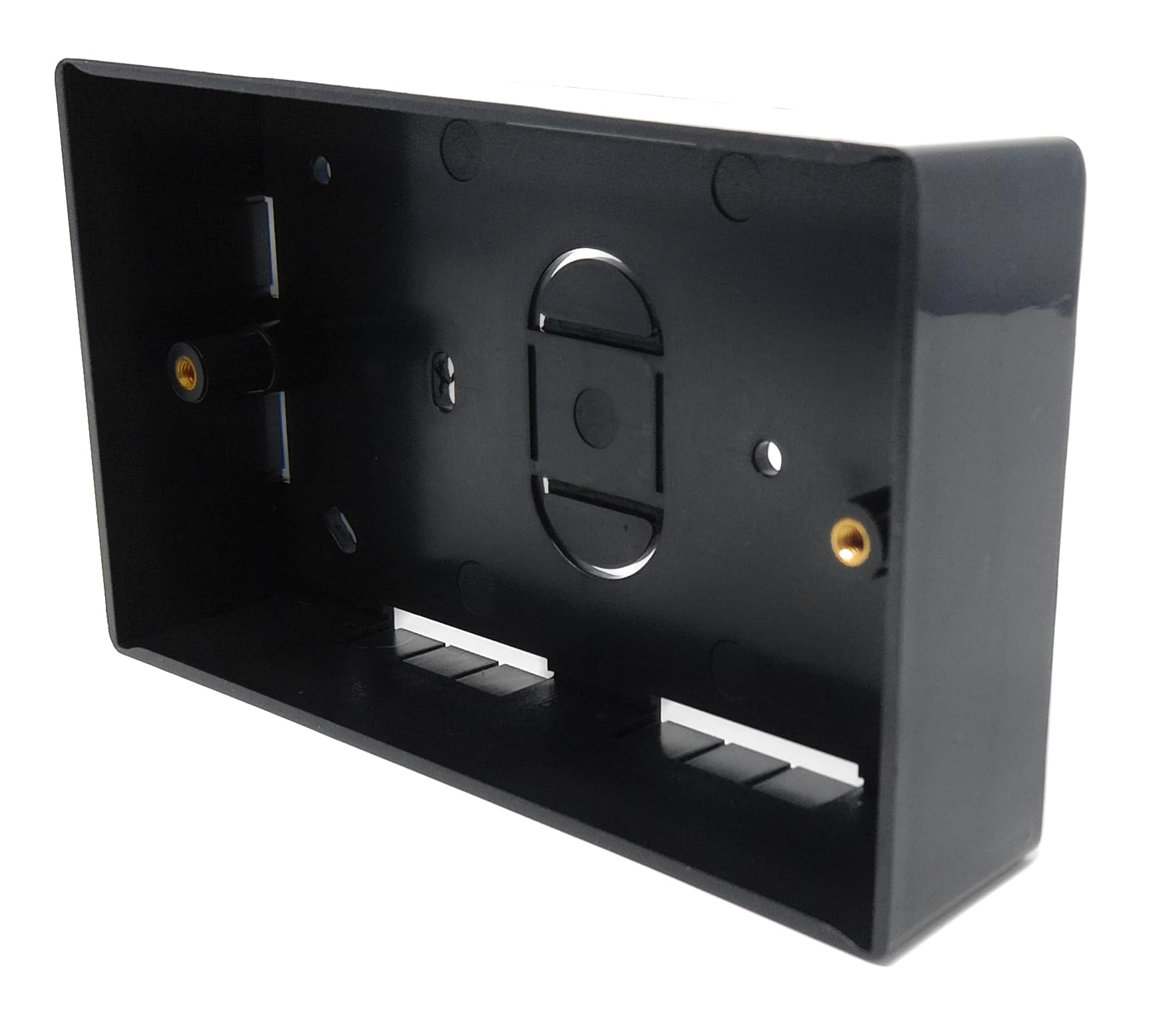 2 Gang Surface Mount Back Box Pattress, Black, 147mm x 86mm x 32mm Durable Electrical & Network Faceplate Mounting Solution (1)