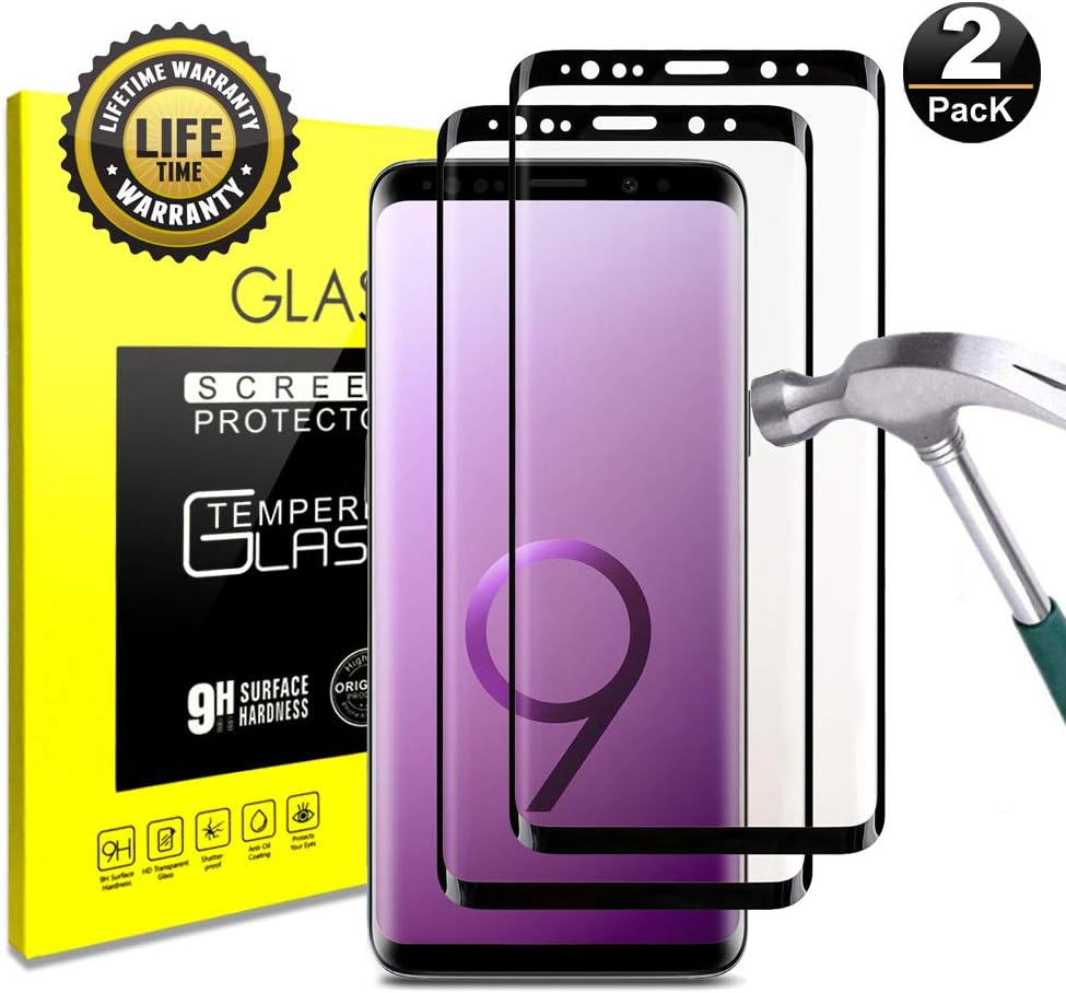 Samsung Galaxy S9 Screen Protector 3D Curved Glass Bubble Free 9H Hardness Anti-Fingerprint Case Friendly Clear Full Screen Coverage Tempered Glass Screen Protector for Samsung Galaxy S9 (2-Pack)
