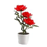 Solar Flower Pot LED Light Rose Flower Table Lamp 3