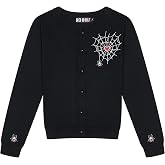 Ro Rox Loveweb Cardigan - Goth Embroidery Spider Web Heart, Long Sleeve Top