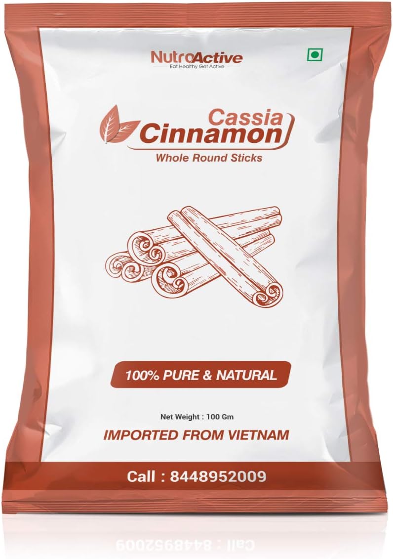 NutroActive Cinnamon Whole Round Sticks (Dalchini Sticks) - 100 gm