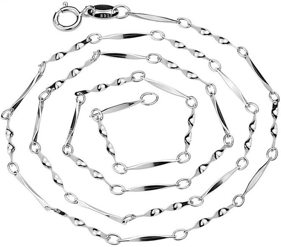 TRUSUPER 2mm Silver Twisted Seeds Chain Necklace, 16"18" Delicate Choker Chain Necklace for Women