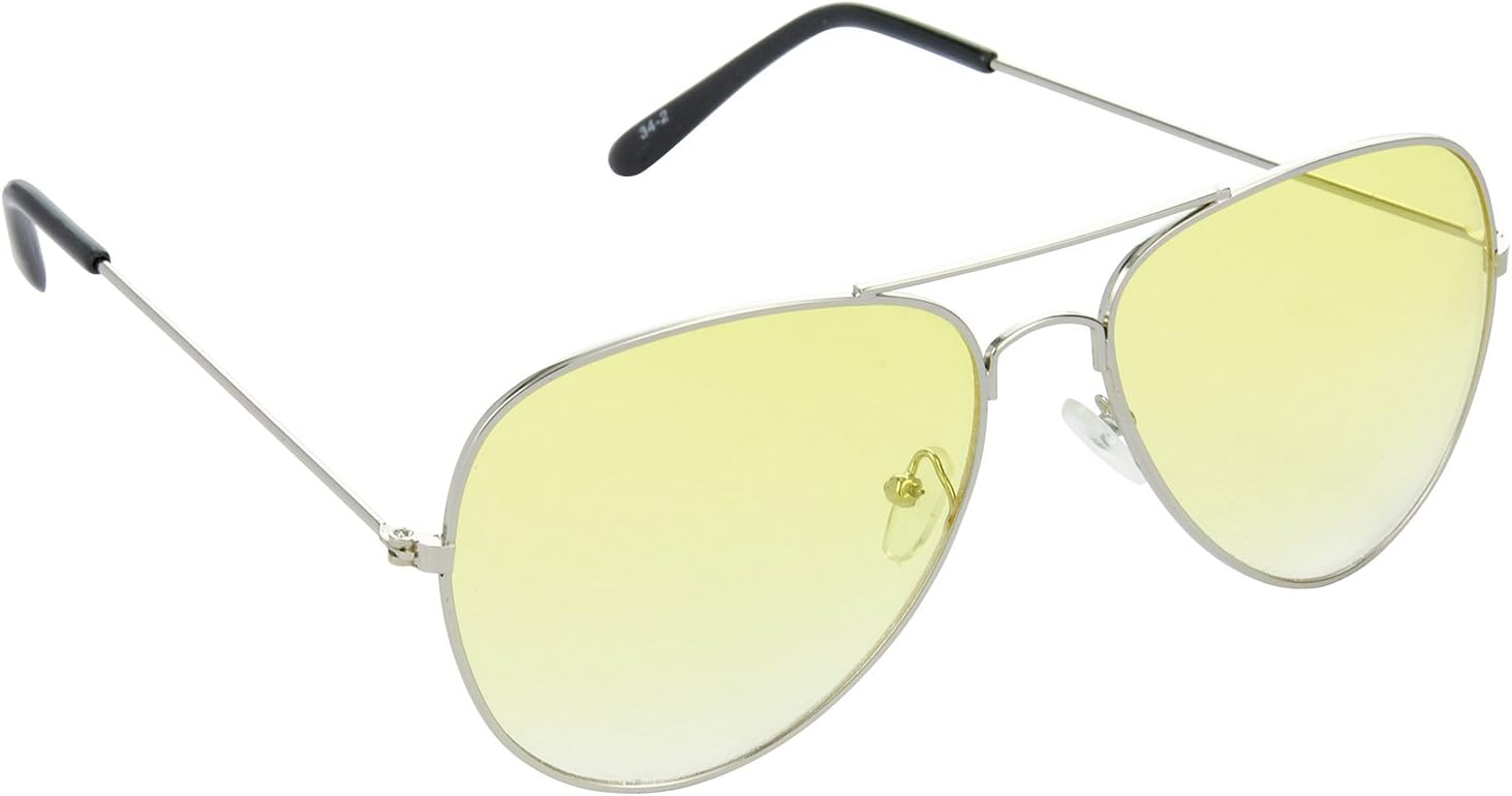 READ LEAF Trail Blazer Aviator Polycarbonate Silver Frame Sunglasses for Men and Women (HRS38, 58,Yellow)