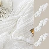 FEXIA 3 Pack White Cheesecloth Table Runner 35x120 Inches for Baby Shower Decoration Spring Easter Ivory Table Runner for Wedding Party First Communion Centerpiece Engagement Bridal Shower Decoration