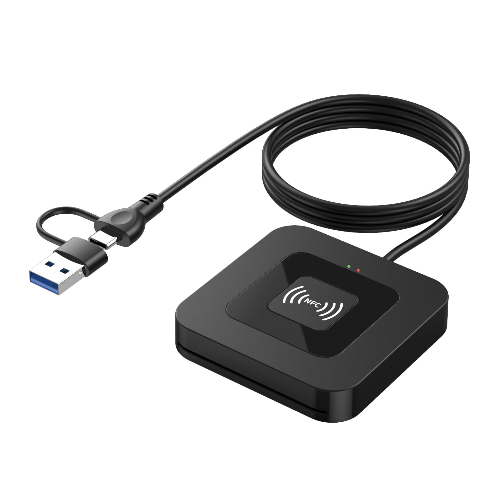 Photo 1 of CAC NFC Smart Card Reader Military, Dual Interface USB DOD Military ID/IC Card Reader with Contactless NFC Tap-to-Read, USB C Adapter Compatible with Windows, Linux, MacOS