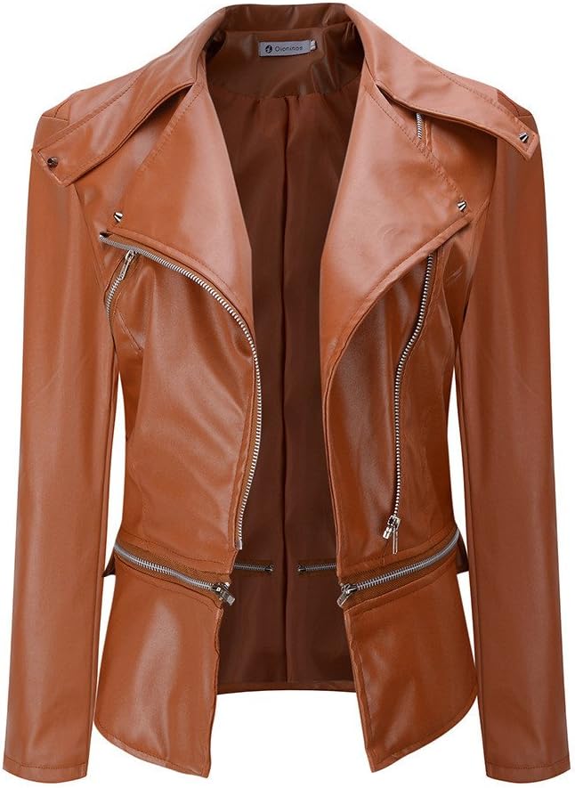 Cardith Winter Warm Lapel Jacket Women Short Coat Artificial Leather Parka Outwear
