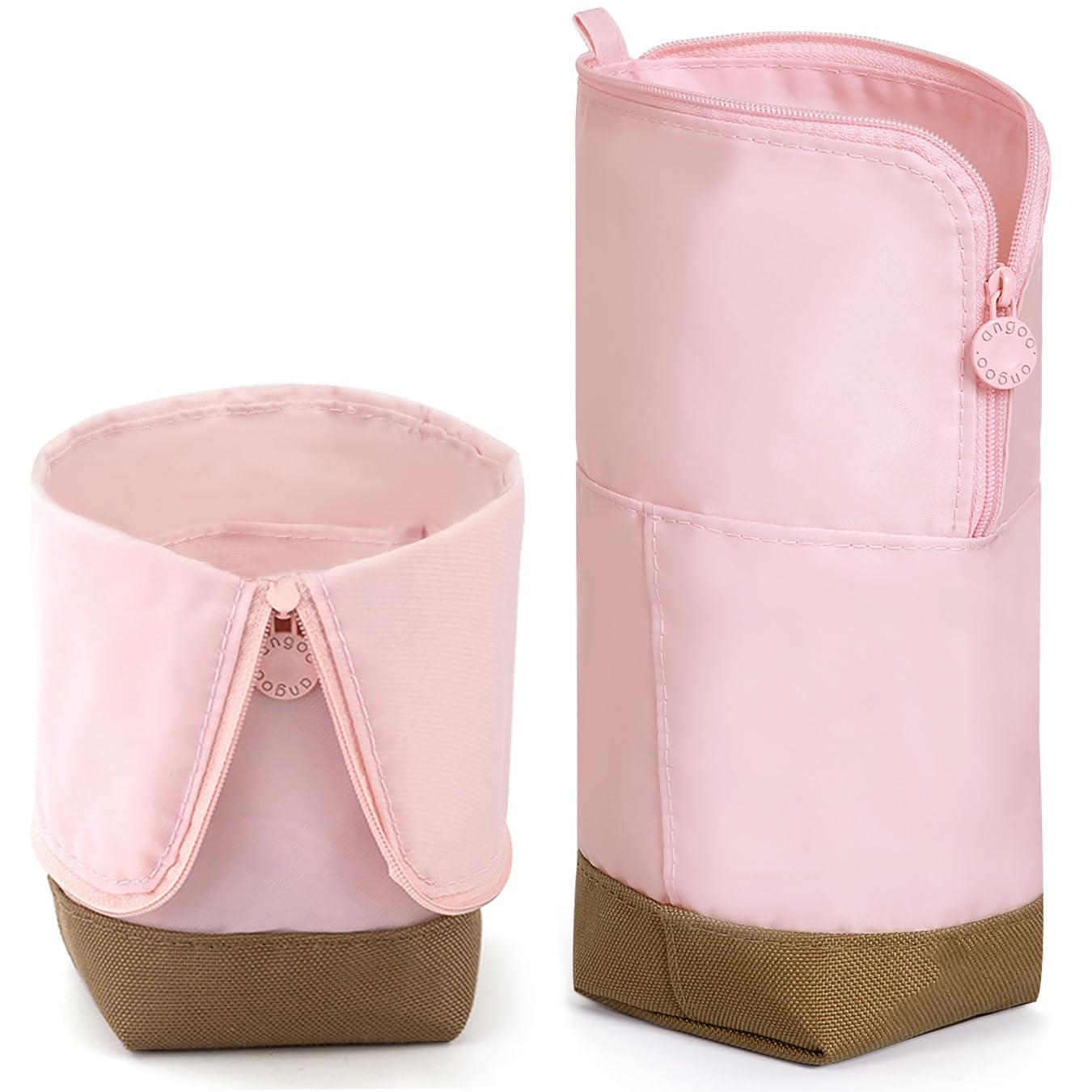 Foldable Standing Pencil Pen Case, Large Capacity Pencil Pouch Bag with 4 internal Compartments, Pink Pencil Pouch Organizer Bag School Office Aesthetic Supplies for Girls Boys Adults Men and Women