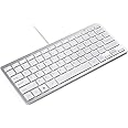 GMYLE Compact Wired USB Mini Keyboard for PC (Metallic Silver and White)