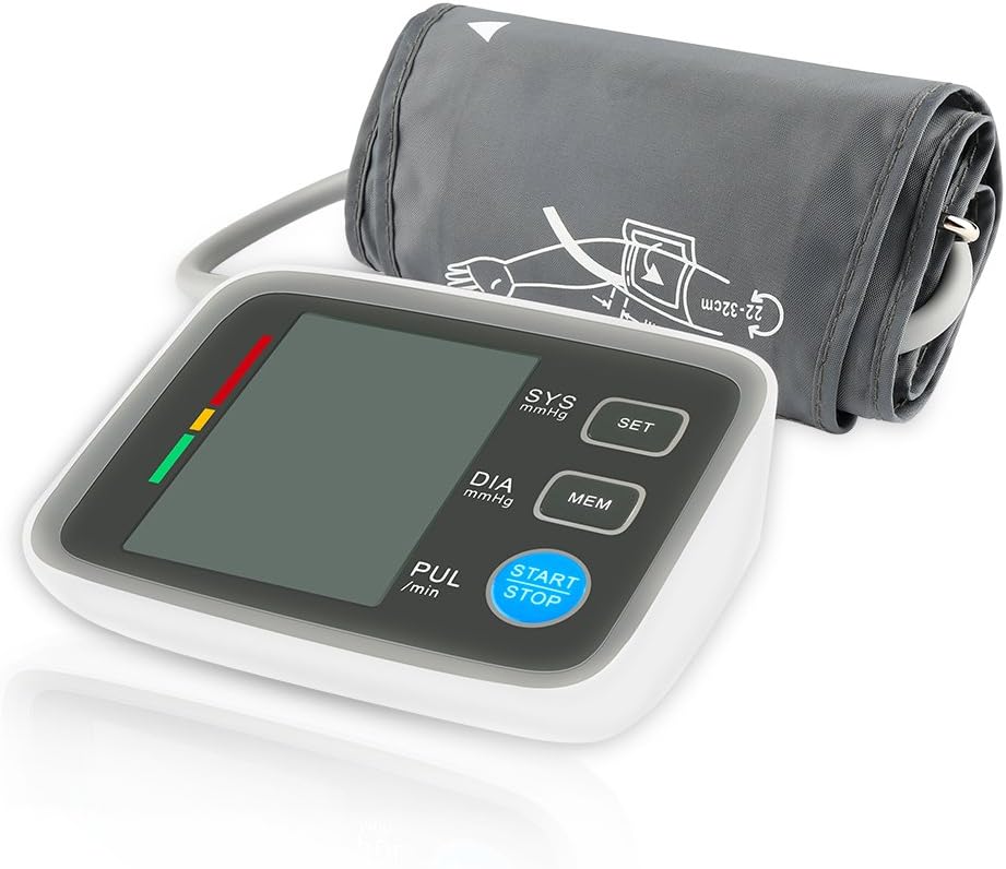 Blood Pressure Monitor,ONSON Upper Arm Blood Pressure Monitor with Large LCD Display,Portable Heartbeat BP Machine with Cuff for All Standard and Large Arms, Elderly, Family and High BP People