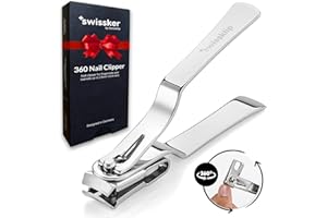 Swissklip Nail Clippers for Men & Women I White Elephant Gifts | Finger Nail Clippers for Adult with 360 Degree Rotating Head I Fingernail Clippers for Women I Surgical-Grade Stainless Steel Material