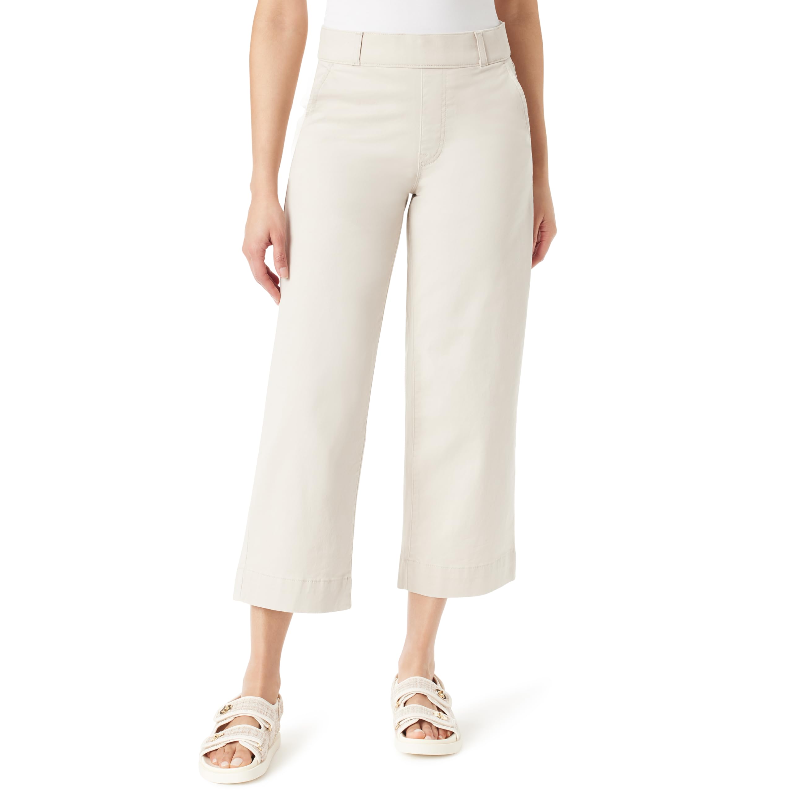 Gloria Vanderbilt Women’s Shape Effect Pull On High Rise Wide Leg Crop Standard, STONEWOOD-4 Pockets