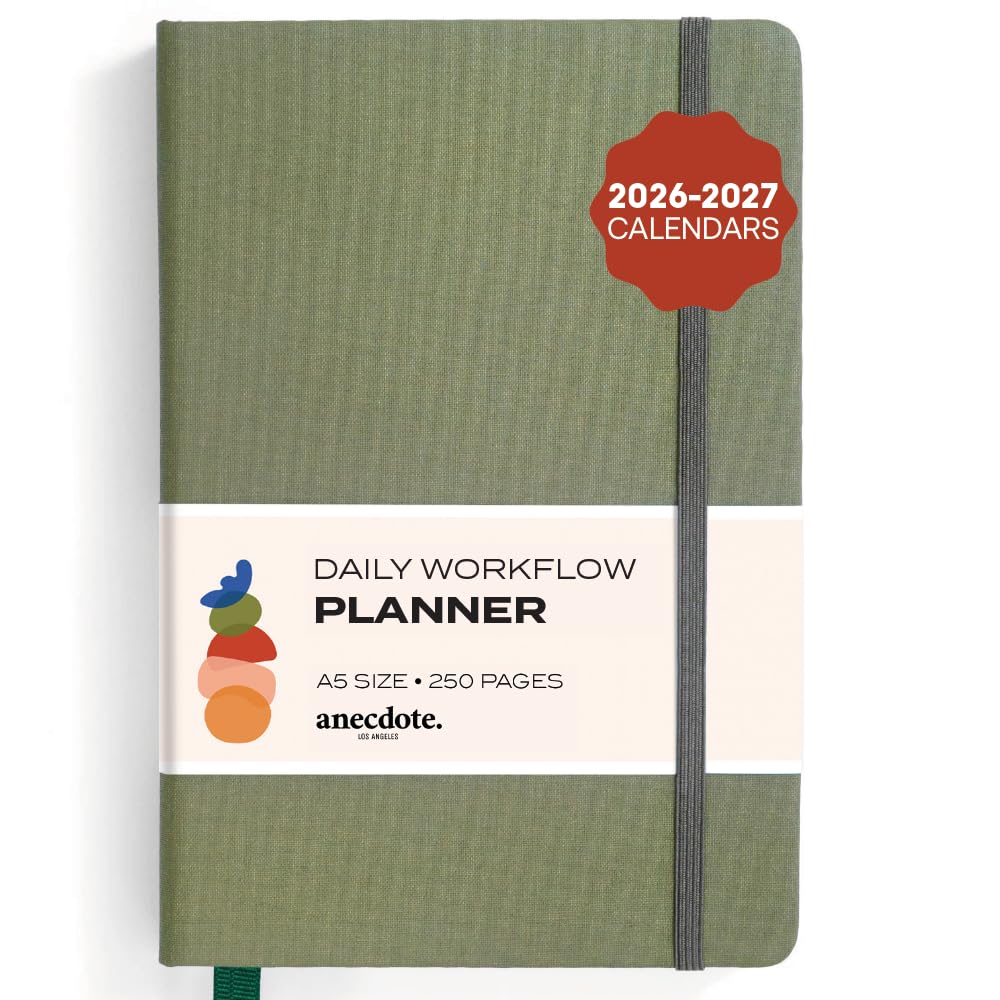 Anecdote Day Planner 2023. A Daily, Weekly and Monthly Planner 2023. Achieve Your Goals With This Weekly Planner, A5 size, Hardcover Agenda. Start Anytime. 2023 Weekly Planner. – Olive Green
