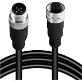 Solnique M12 5-Pin Male to Female Connector Cable &ndash; Industrial Waterproof Sensor Extension Wire, A-Coded Safe Signal Cord for Automation, Robotics, Machinery