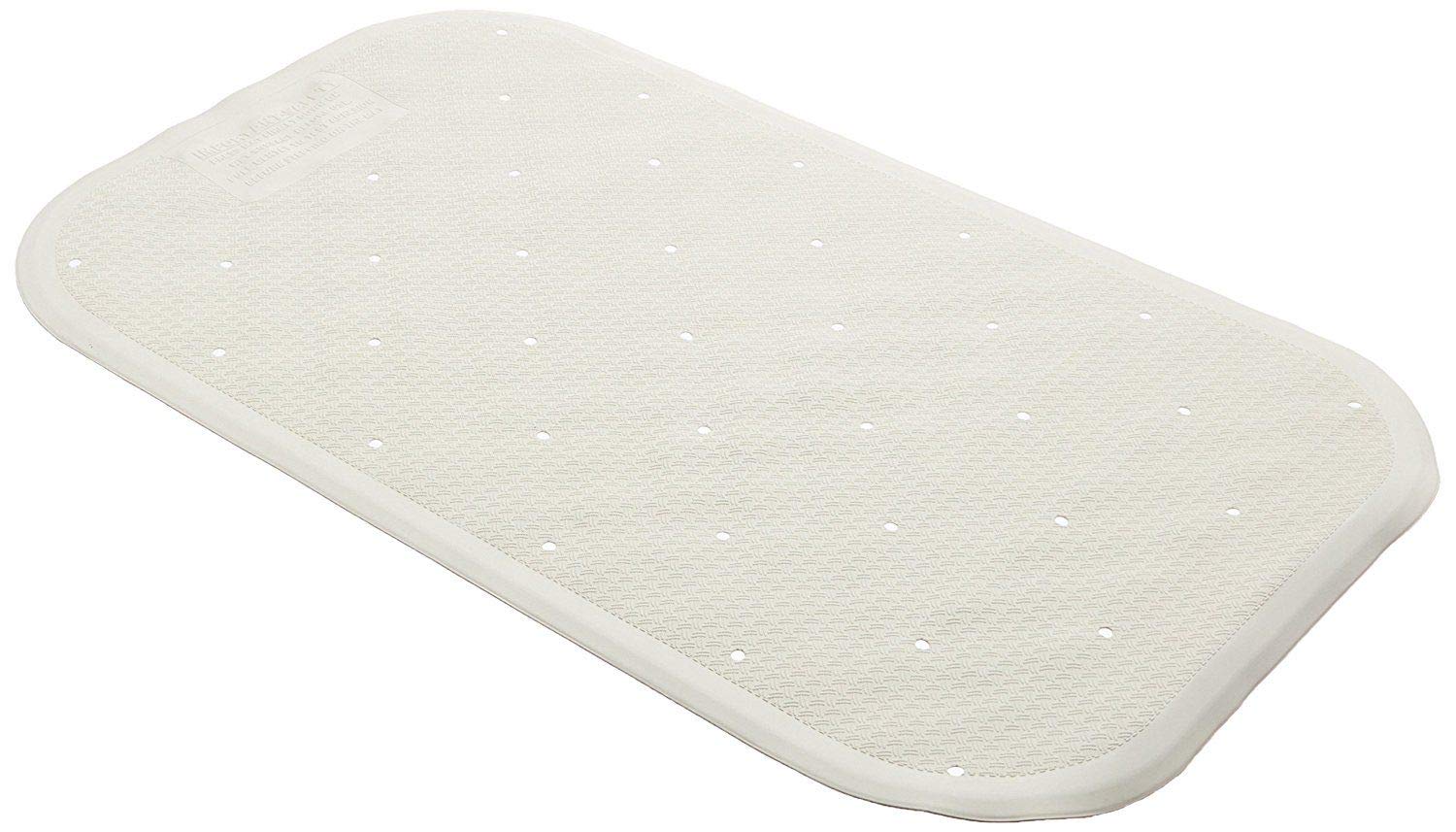 Homecraft Bath Mat, Small 22.25x13.75in, Slip-Resistant Rubber with Suction Cups, Safe Bathing and Self-Care, White, Bath Mat