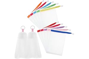 AEAOCVO 10 PCS Mesh Soap Bag with 2 PCS Foaming Net, Mesh Soap Pouch for Shower, Soap Bubble Exfoliating Soap Saver Net with Drawstring, Soap Bags for Soap Bars Bath Body Facial Cleaning