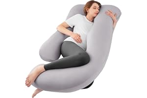 ZZZhen Pregnancy Pillow for Sleeping, G Shaped Maternity Pillow - 56 Inch with Grey Microfiber Removable Cover, Multi- Use and Support Back, HIPS, Legs, Belly for Pregnant Women Sleeping