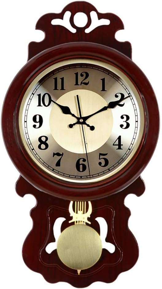 XAJGW Pendulum Wall Clock Battery Operated Silent, Wooden Schoolhouse Regulator Design, for Living Room, Kitchen & Home Décor
