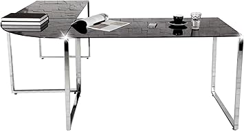 Bureau D Angle En Verre Noir Et Chrome Amazon Fr Cuisine Maison
