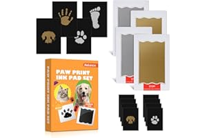 Nabance Dog Paw Print Kit, Paw Print Kit for Dog Cats, Pet Paw Print Impression Kit with 4 Gold and Silver Inkless Print Pads, 8 Black Imprint Card, Dog Nose Print Kit, Ink Pad for Dog Paw Prints