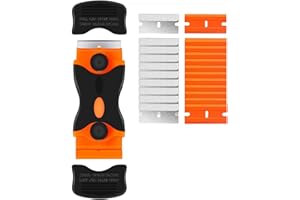 VIADOM Razor Blade Scraper, 2-in-1 Double Edged Razorblade Scraper Tool with 20Pcs Razor Blades, Multi-Purpose Paint Cleaning Razor Scraper for Glass, Decals, Stickers, Labels, Caulk, Adhesive, Paint Removal