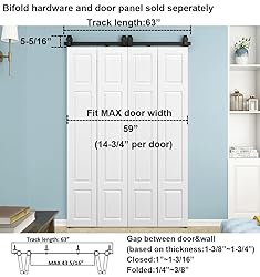 DIYHD 63in Bi-Folding Sliding Barn Door Hardware,1