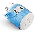 OREI 3 in 1 India Plug Adapter (Type D Travel Adapter) with 2 USB Inputs and 1 Type B Input – CE & RoHS Certification - Plug Adapter for Maldives, Nepal, India, Bangladesh, Sudan & More