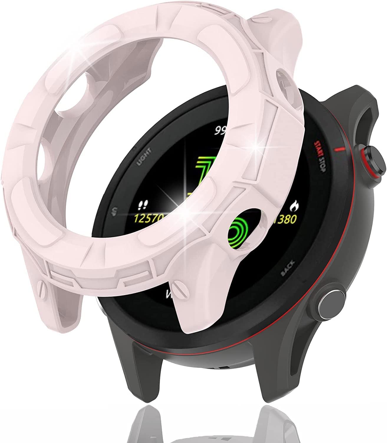 Miimall Case Compatible with Garmin Forerunner 255S/Forerunner 255S Music, Ultra-Thin Protective Frame Shockproof Silicone All-Around Protective Cover for Forerunner 255S 41mm - Pink