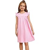 Jxstar Girls Nightgowns Toddler Pajamas Silk Satin Flutter Sleeve Princess Dress Nightie Sleepwear for Little Girls