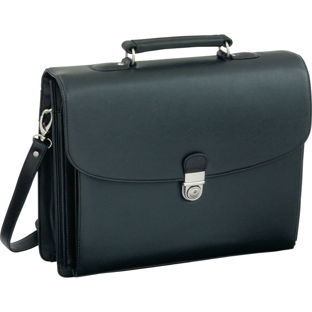 ALASSIO Forte Briefcase with Shoulder Strap 5 Document Sections Leather-look Black Ref 92011