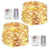 Kohree String Lights Christmas Lights Copper Wire Fairy Lights Remote Control Timer Battery Operated Waterproof 100 LED 33FT Firefly Lights for Bedroom Wedding Festival Décor 2 Packs