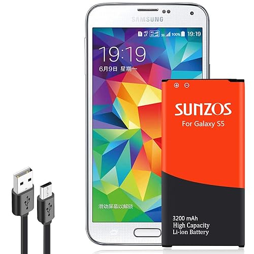 Galaxy S5 Battery, SUNZOS 3200mAh Li-ion Replacement Battery for Galaxy S5  I9600, G900F, G900V (Verizon), G900T (T-Mobile), G900A