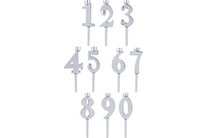 Number Cake Topper, Gold Cake Topper Numbers, 0-9 Number Stainless Steel Candle Holders, Happy Birthday Cakes Toppers Decorat