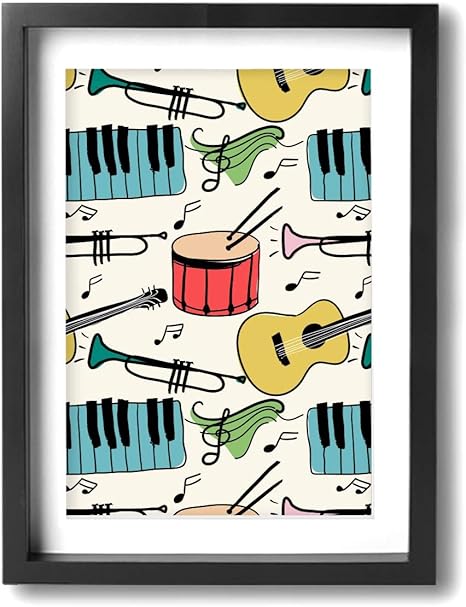 Amazon Co Jp ドラム ギター ピアノ 音楽 楽器 現代壁の絵 壁掛け 部屋飾り 背景絵画 壁アート 都市の水彩画 すい絵風景画 シンプルなスタイル しゃしん 額縁付きの完成品 ホーム キッチン