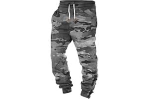 GENERIC Camo Sweatpants for Men Drawstring Baggy Cargo Pants Plus Size Athletic Workout Pants Camouflage Casual Work Trousers