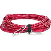 MIMIRACLE Spearfishing Float Line, Heavy Duty Vinyl 550 lb Strength | 50ft/100ft Vinyl Float Line for Spearfishing &amp; Freediving, High Visibility Red, 550lb Strength Cord with Stainless Clips