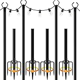 4 Pack 10FT String Light Poles, Metal Light Poles for Outside String Lights,with Fork,Hanging Light Poles for Patio,Backyard,