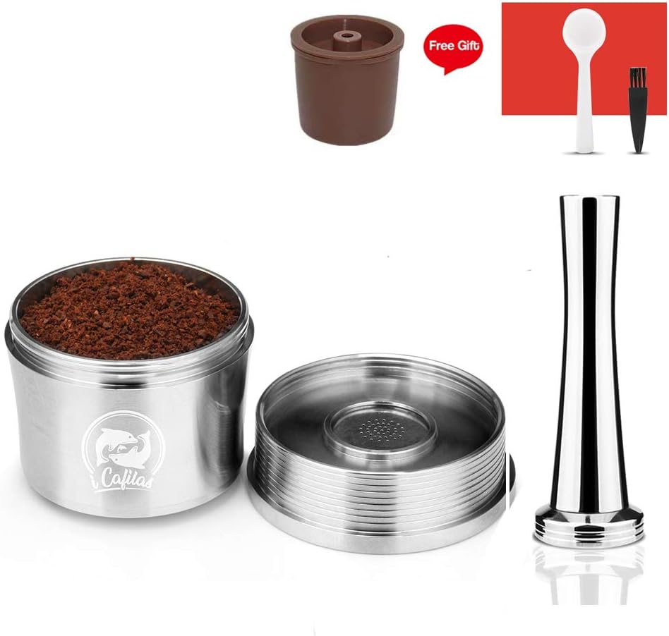 Stainless Steel Refillable Capsule Compatible for espresso Coffee Maker 1pcs coffee spoon,1pcs cleaning brush,1pcs tamper,1pcs stainless steel coffee pods