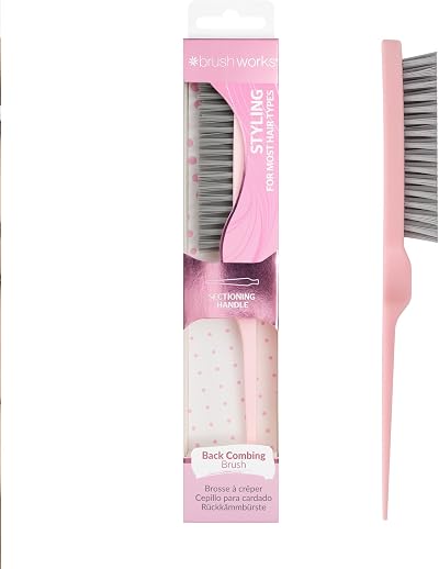 Brushworks Back Combing Brush with Precision Tail Salon Volume Nylon Bristles
