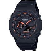 Casio GA-2100-1A4ER G-Shock Neon Accent Quartz Watch for Men, Black/Orange