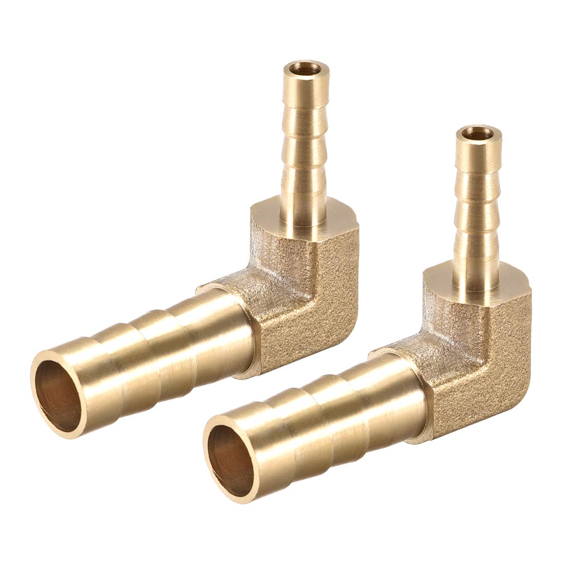 sourcing map 8mm to 4mm Barb Brass Hose Fitting 90 Degree Elbow Pipe Connector Coupler 2pcs