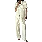 SHENHE Women's Gingham Pajama Set Short Sleeve Sleepwear Button Up Pjs Long Pants Loungewear