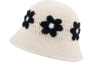 kozinu Crochet Bucket Hat for Women Knitted Beanies Cap Handmade Foldable Floppy Beach Hat Fashion Fishing Hat