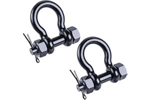 RiaYer Black Bow Shackle, 316 Stainless Steel Marine Grade Anchor Shackle with Cotter Pin, Heavy Duty Boat Rigging Shackle