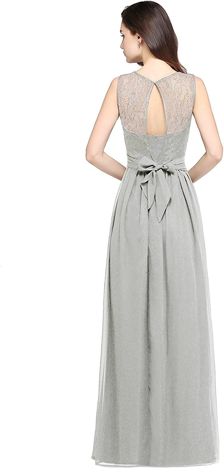 MisShow Sleeveless Lace Chiffon Evening Dresses Formal Bridesmaid Wedding Gowns