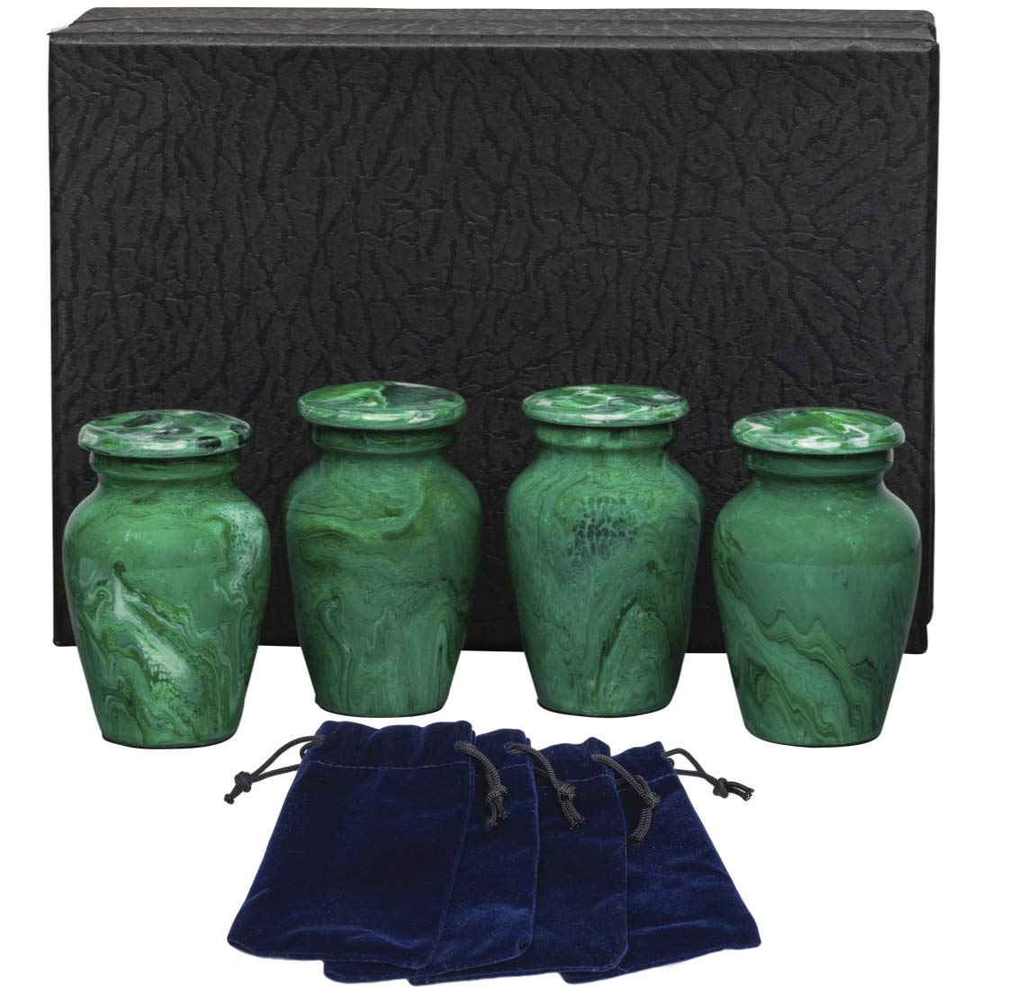 Eternal Harmony Cremation Urn | Handcrafted Memorial Urn with Elegant Finishes - Large Size with Velvet Bag (Green Milo)