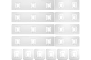 Lsnisni 14 Pack Shower Caddy Adhesive Replacement, Waterproof Shower Shelf Adhesive Strips, Strong Adhesive Flat Hooks for Bathroom Storage Shelves and Kitchen Racks No Drilling, Clear