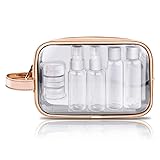 Transparent Toiletry Bag + 7 Pots, Morpilot Containers, Plane Bottles, PVC Trave