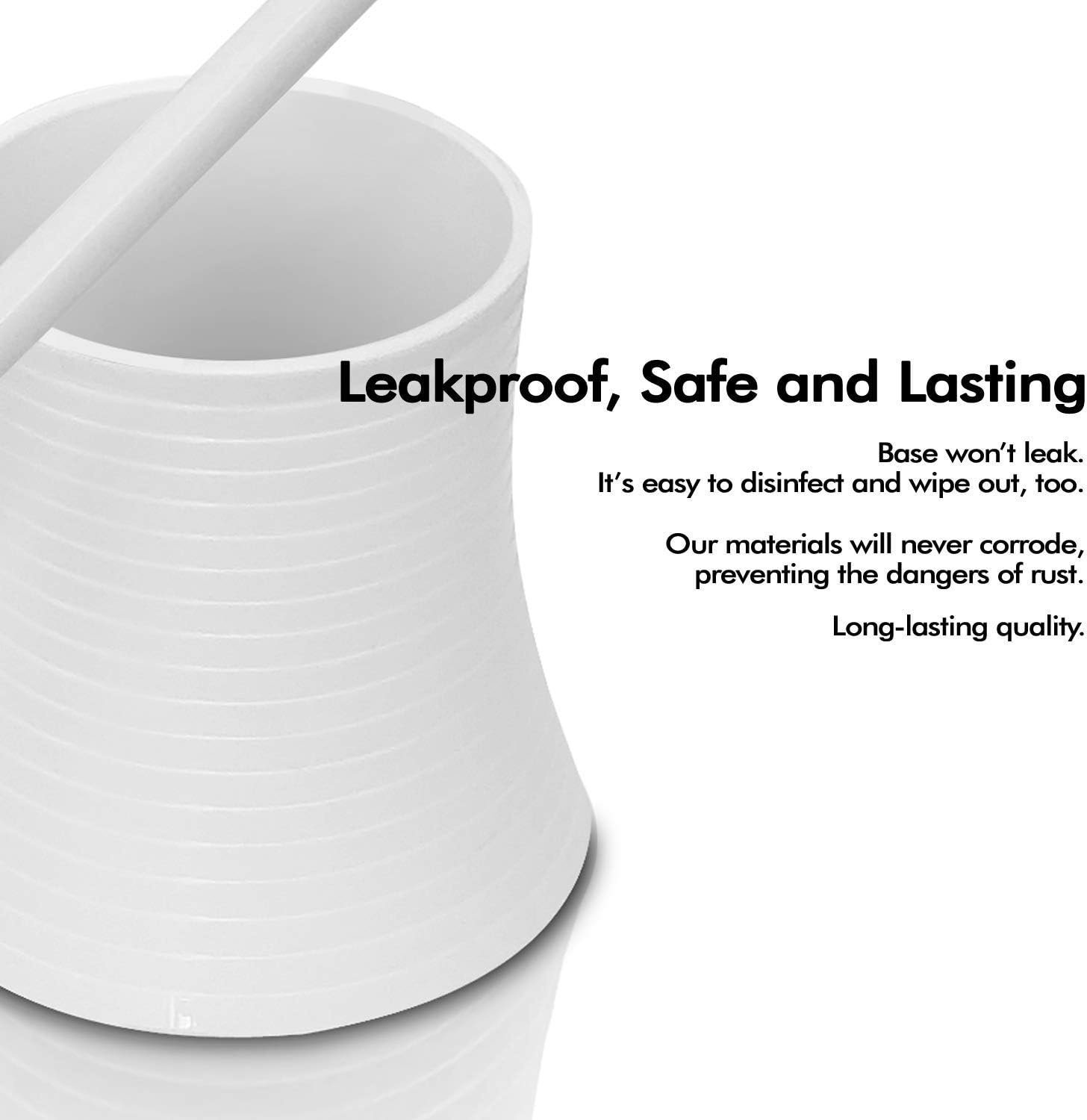 Leakproof (no Hole in Holder) Toilet Brush Set with Holder, White Pearl, Plastic - Chimpy - Bathroom Bowl Cleaner and Base, Great Grip Strong Bristles - Perfect for a Completely Clean Bathroom: Kitchen & Dining